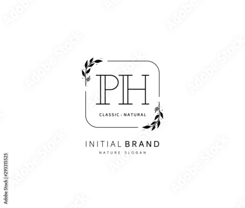 P H PH Beauty vector initial logo, handwriting logo of initial signature, wedding, fashion, jewerly, boutique, floral and botanical with creative template for any company or business.