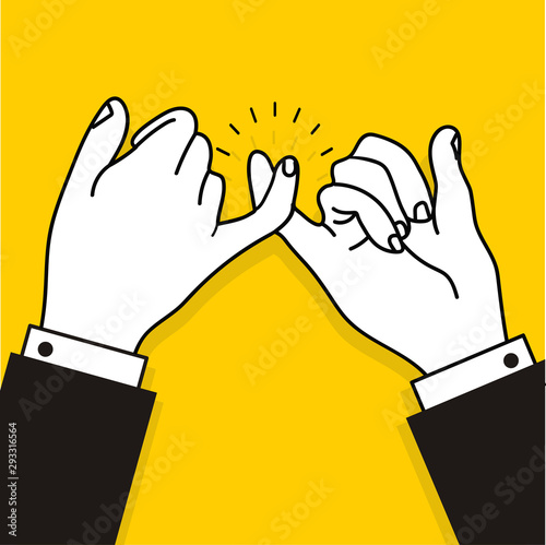 business promise hands gesturing on yellow background
