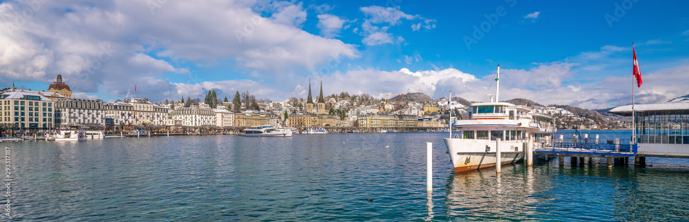 Historic city center of downtown Lucerne with Chapel Bridge and lake Lucerne Historic city center of downtown Lucerne with Chapel Bridge and lake Lucerne