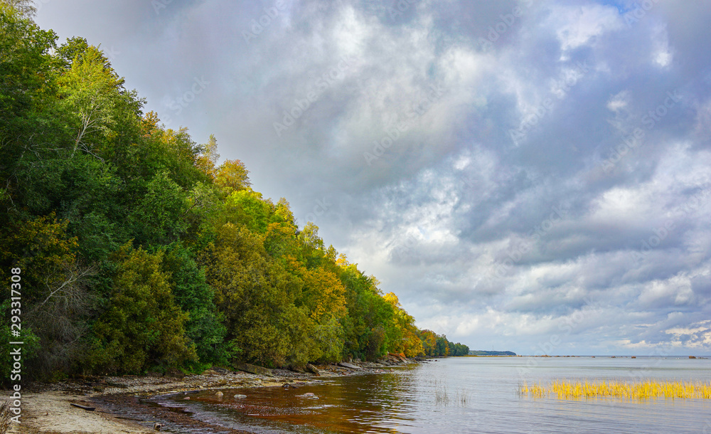 View beautiful autumn landscape with Sea View beautiful autumn landscape with Sea