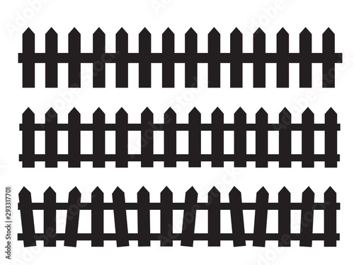 Silhouette Black Fence element. Fence gate graphic