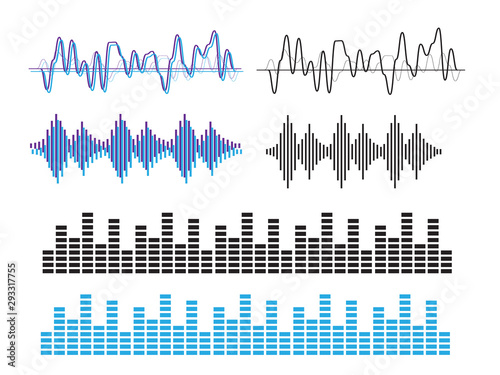 Sound waves vector. Sound waves sign and symbol in flat style