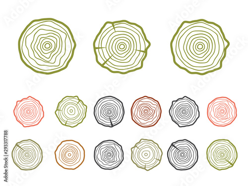 Tree rings background. Abstract age annual circle tree vector