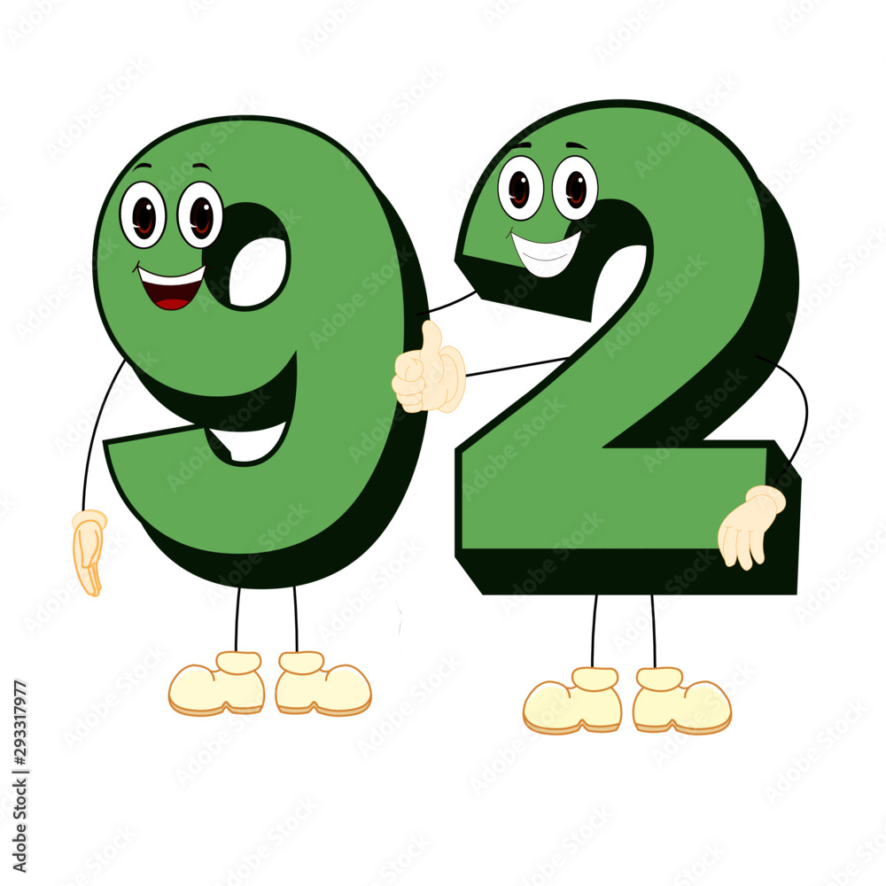 Number ninety two cartoon vector image stock vector adobe stock