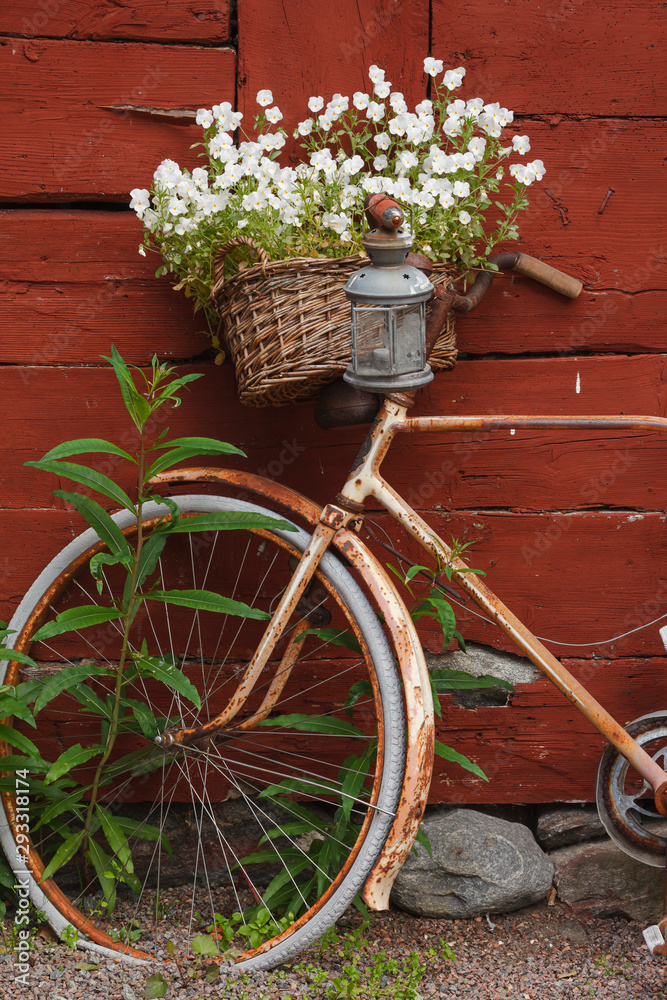 bicycle with flowers in a basket