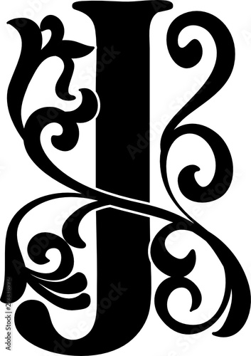 Letter J Capital Illuminated Vector Svg Letter