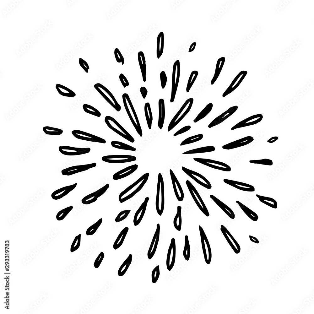 Obraz premium doodle hand drawn starburst, sunburst, firework, explosion set. vector illustration
