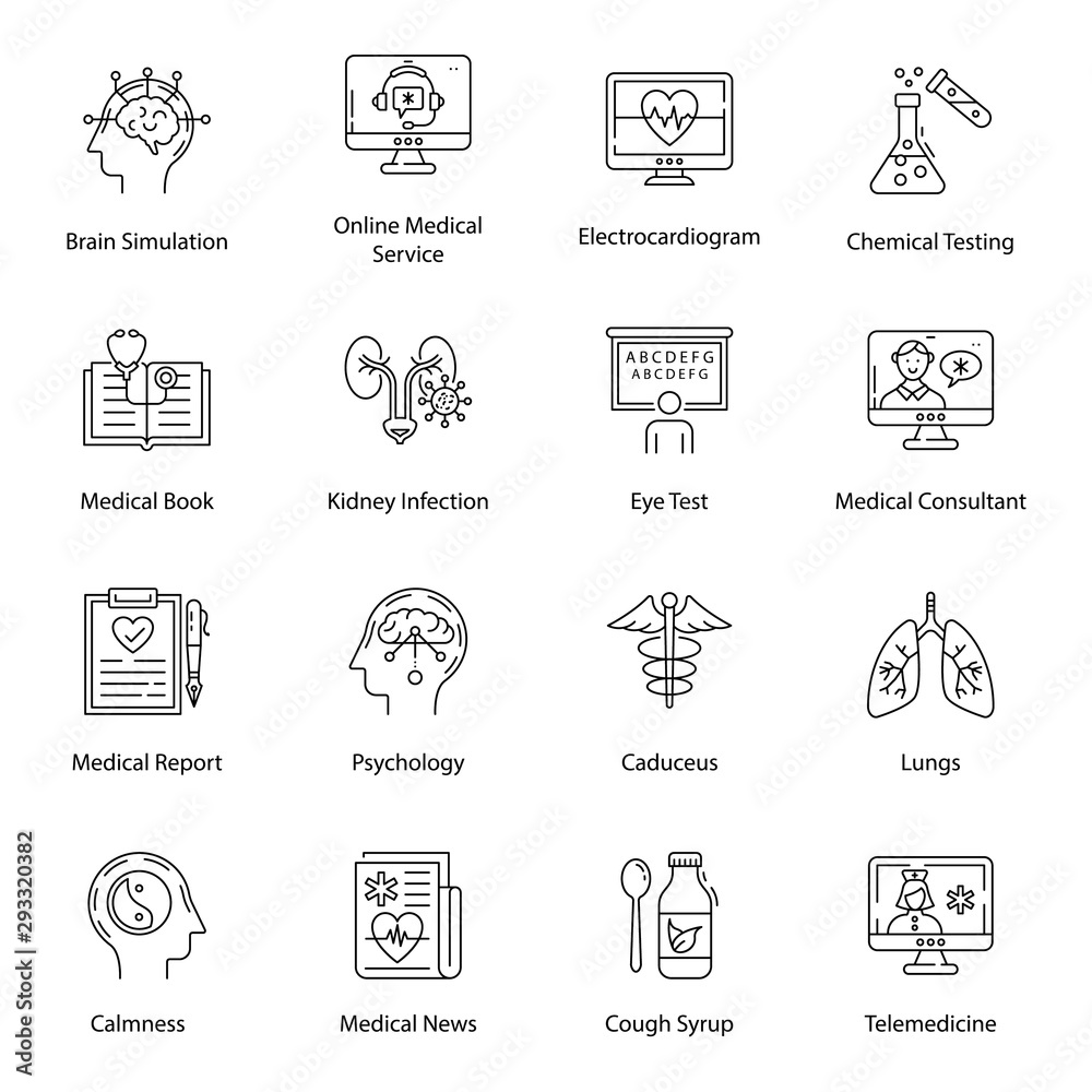 Medical Equipment Line Icons Pack