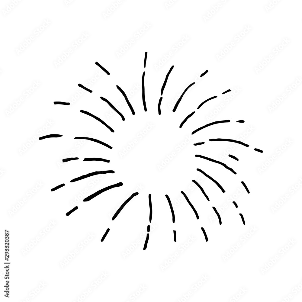 Obraz premium Hand drawn Design Elements. Sunburst Explosion, sparkling doodle