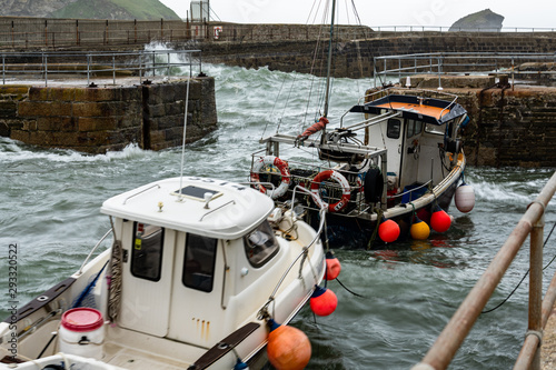 Sea rushing into Portreath harbour. photo