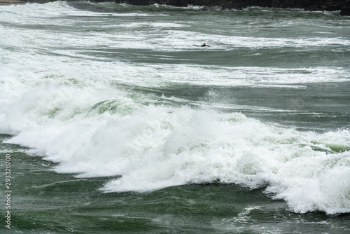 Surfer in rough sea