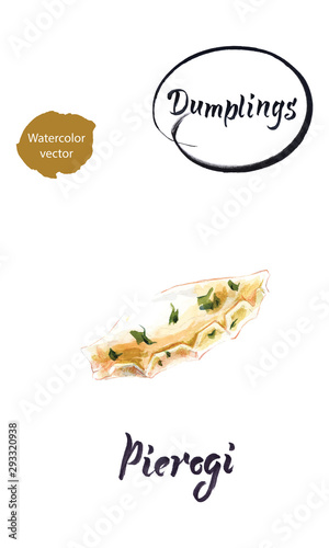Polish dumpling Pierogi watercolor vector illustration