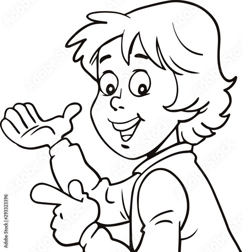 Illustration of a boy pointing his hand