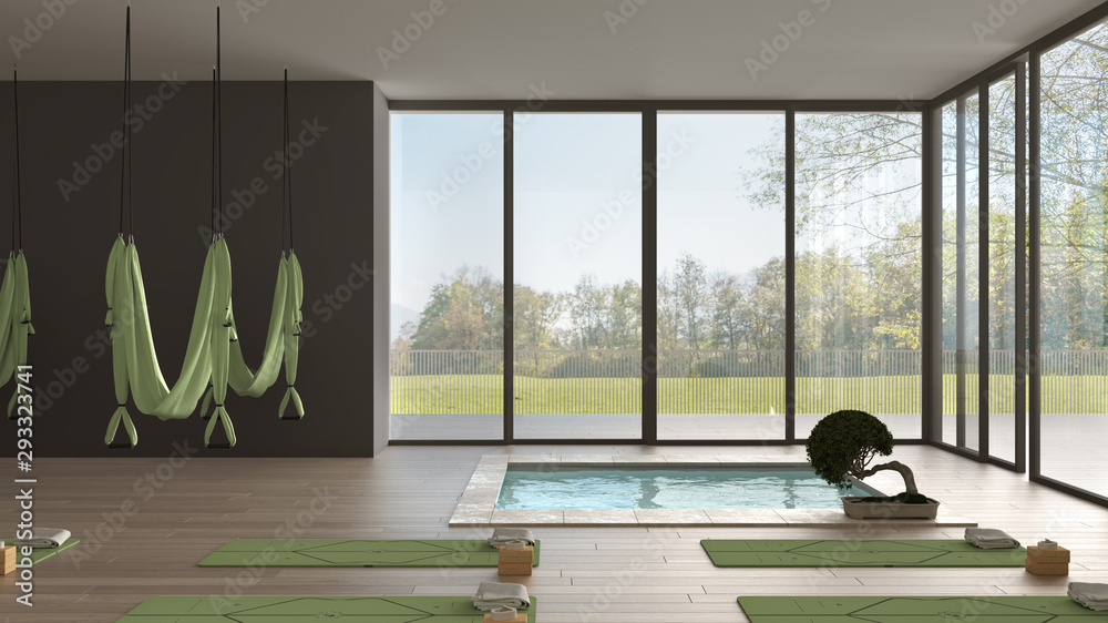 Empty Yoga Studio Interior Design Minimal Stock Illustration