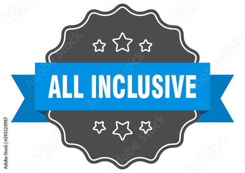all inclusive blue label. all inclusive isolated seal. all inclusive