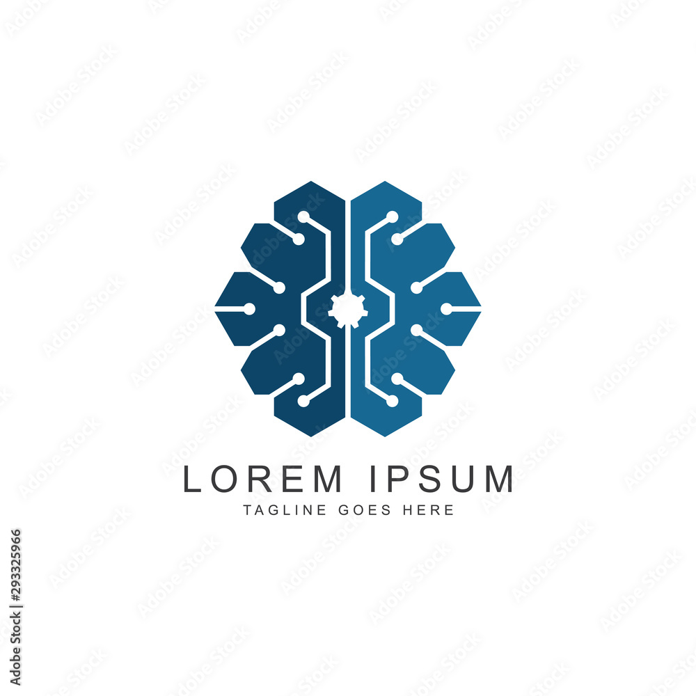 brain tech logo template
