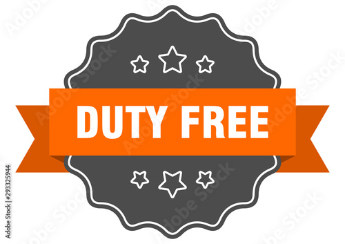duty free isolated seal. duty free orange label. duty free