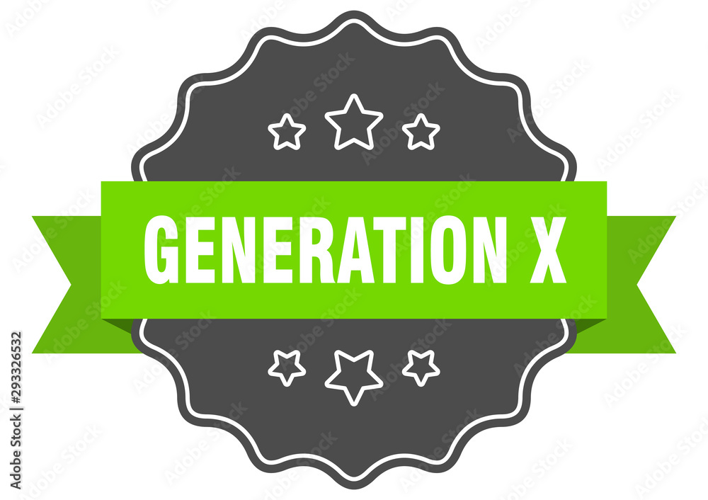 generation x isolated seal. generation x green label. generation x