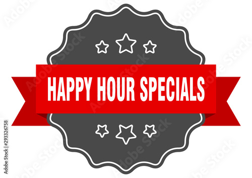 happy hour specials red label. happy hour specials isolated seal. happy hour specials