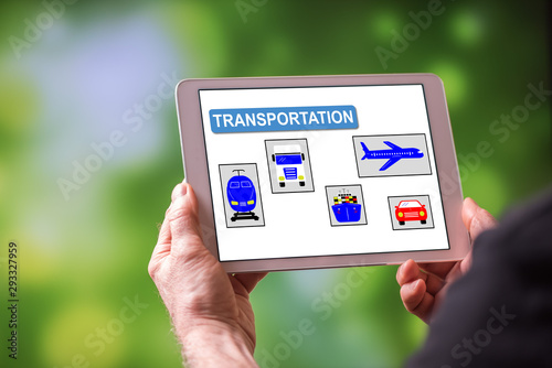 Transportation concept on a tablet