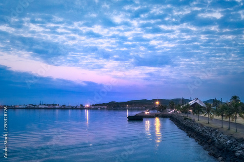 Blue hour before sunrise in the harbour at Moiselle Bay's Ferry Terminal with the Maritime Museum in the background, Noumea, New Caledonia © Daniela Photography
