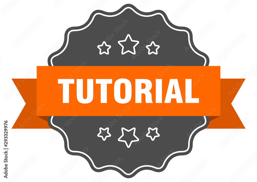 tutorial isolated seal. tutorial orange label. tutorial - obrazy, fototapety, plakaty 