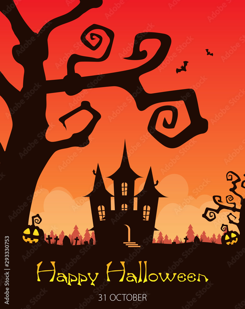 Halloween background flat design vector