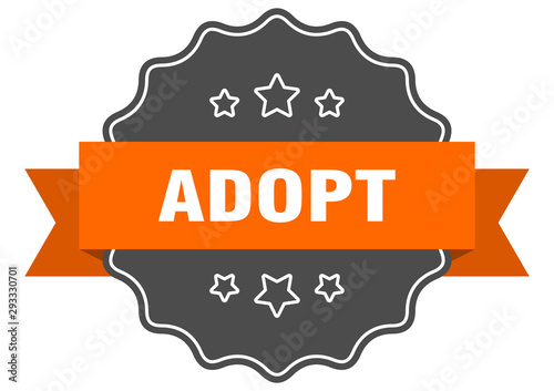 adopt isolated seal. adopt orange label. adopt