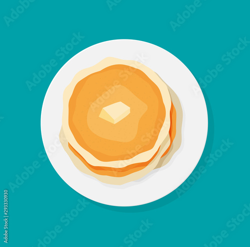 Pancakes for breakfast flat vector