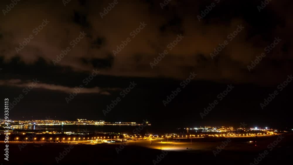 Night view of the Black sea, Gelendzhik Bay and the airport. Timelapse. Night view of the Black sea, Gelendzhik Bay and the airport. Timelapse.