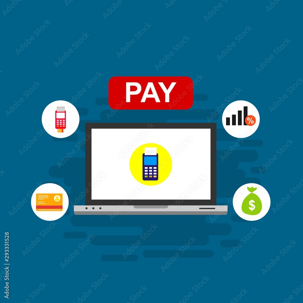 Illustration of vector flat design business composition with online shop Illustration of vector flat design business composition with online shop