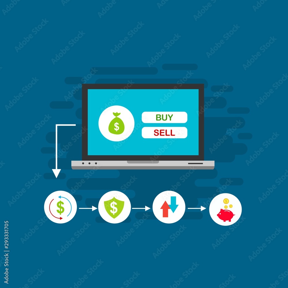 Illustration of vector flat design business composition with online shop Illustration of vector flat design business composition with online shop