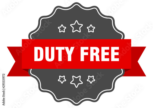 duty free red label. duty free isolated seal. duty free