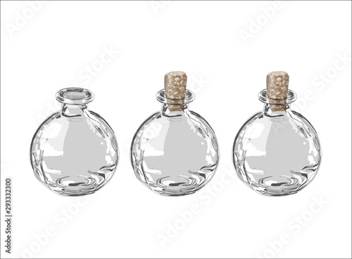 Empty glass bottle hand drawn illustration isolated with white base vector
