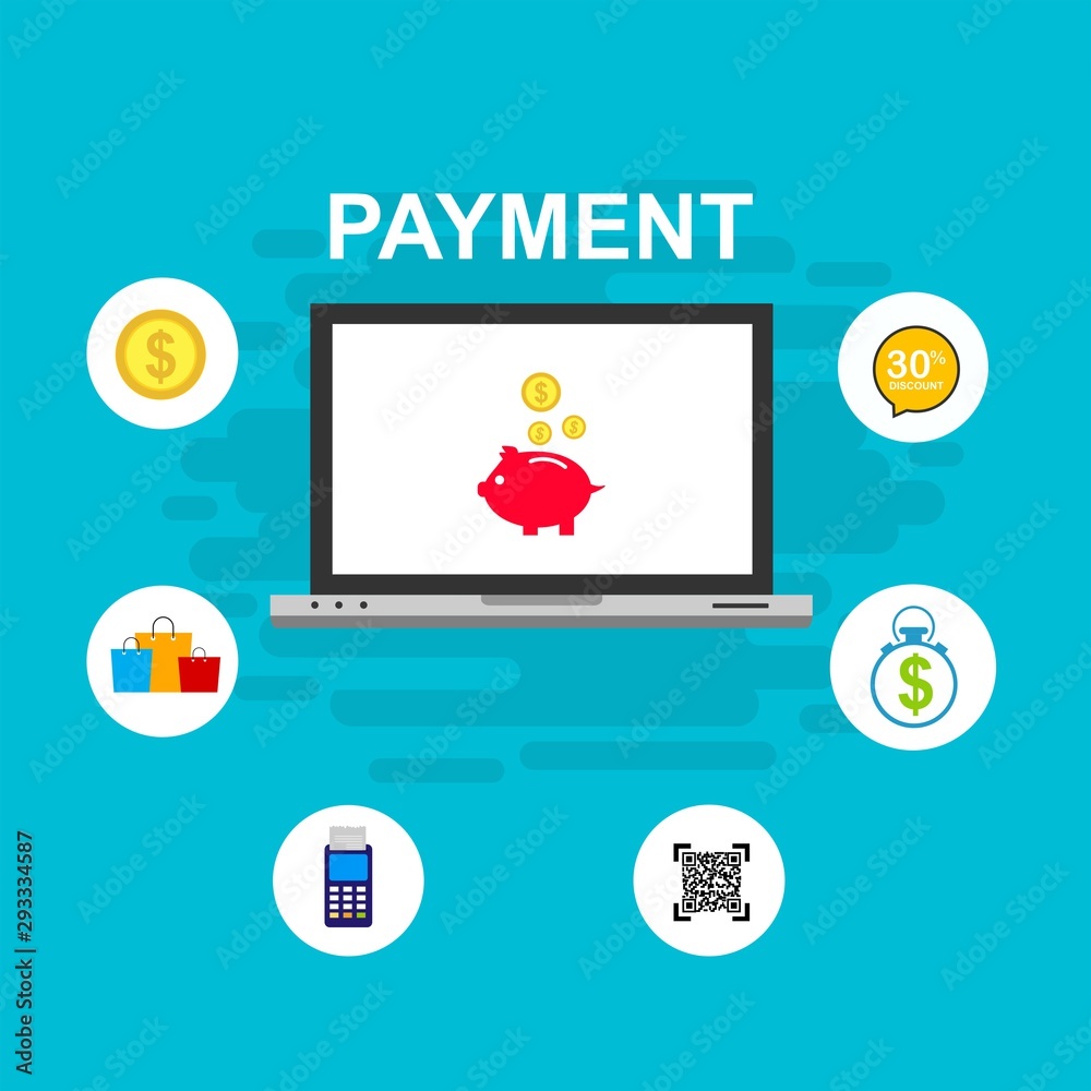 Illustration of vector flat design business composition with online shop Illustration of vector flat design business composition with online shop