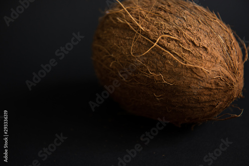 coconut on black background