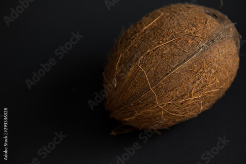 coconut on black background