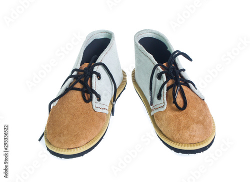 children's boy shoes on white background isolated