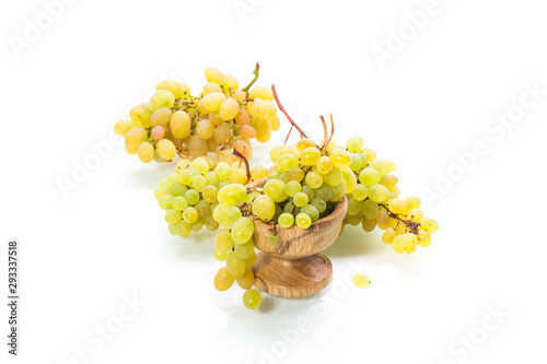 bunch of green grapes isolated on white