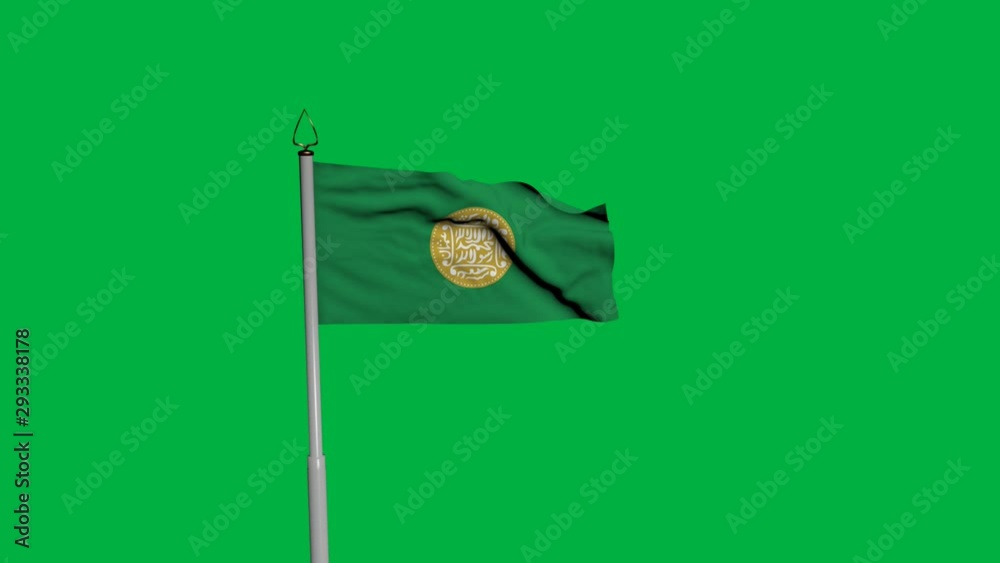 Rohingya Waving Flag on Wind on Green Screen or Chroma Key background. 1920 x 1080 Animation
