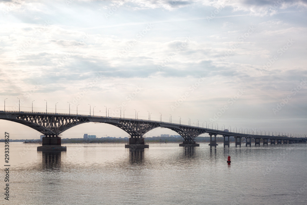 Bridge over the river Volga. The bridge connects Saratov and Engels. Russia Bridge over the river Volga. The bridge connects Saratov and Engels. Russia