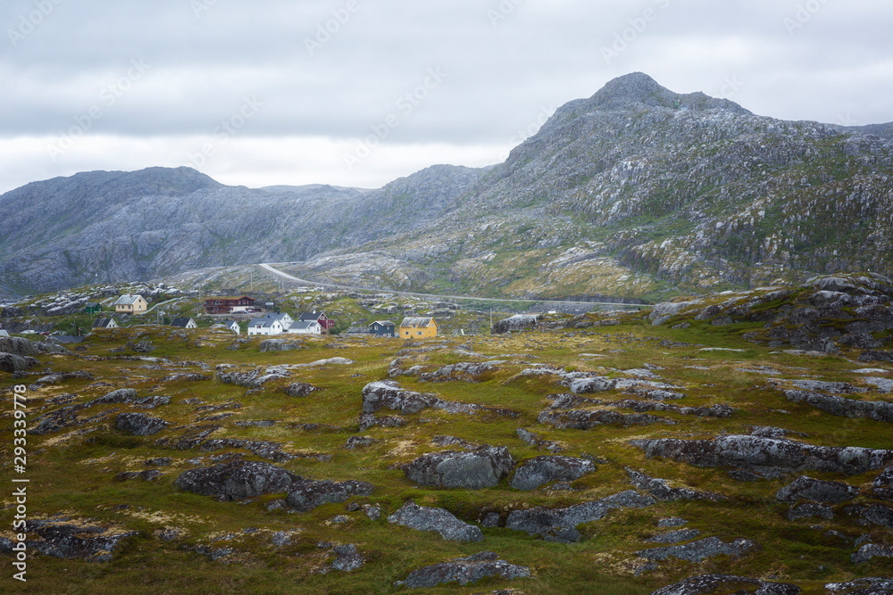 Small Norwegian village  in cloudy weather