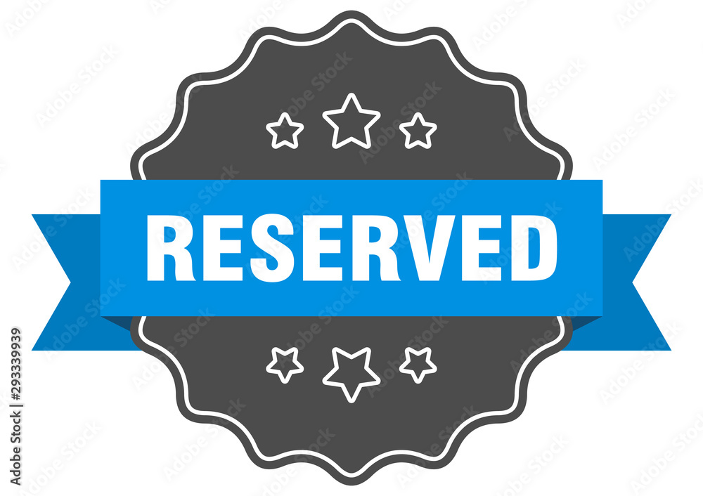 reserved blue label. reserved isolated seal. reserved