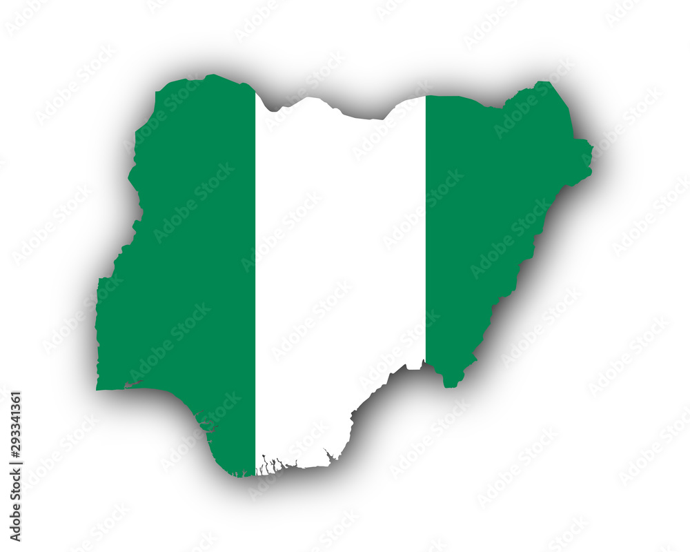 Obraz premium Karte und Fahne von Nigeria