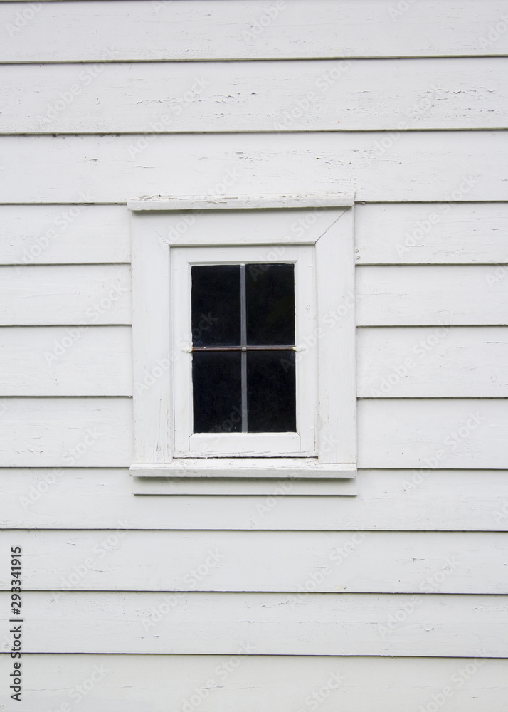 wooden window on white wooden background