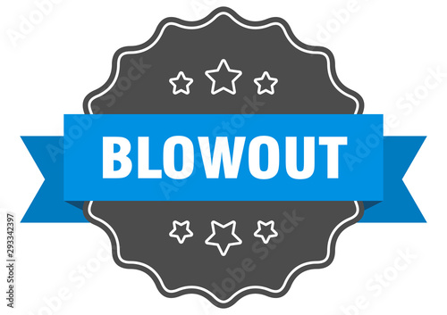 blowout blue label. blowout isolated seal. blowout