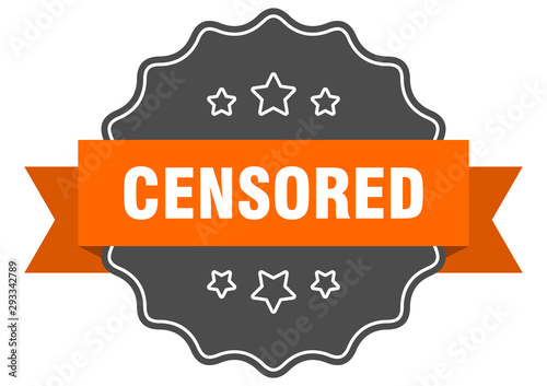 censored isolated seal. censored orange label. censored