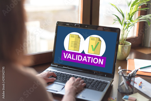 Document validation concept on a laptop screen