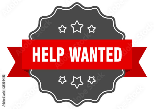 help wanted red label. help wanted isolated seal. help wanted
