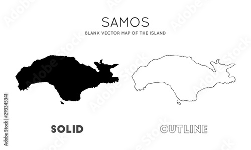 Samos map. Blank vector map of the Island. Borders of Samos for your infographic. Vector illustration.